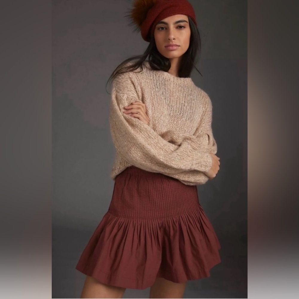 Anthropologie Eula Pintucked Mini Skirt pleated bohemian size Small NWT - Picture 2 of 11
